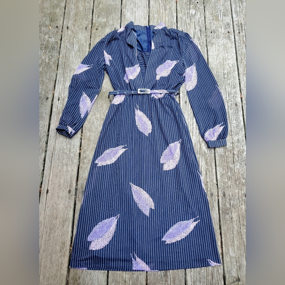 pinstripe flora •  sheer vintage midi dress